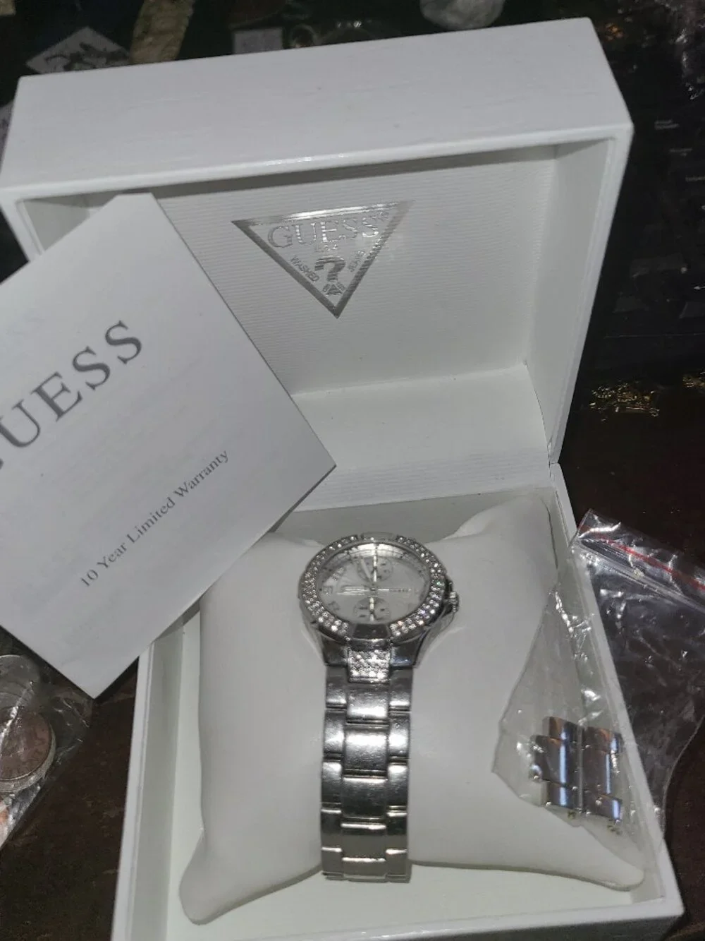 $459 Guess Collection U12003L1 Crystal bling Chronograph Watch  box lugs Booklet